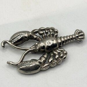 Vintage lobster silver brooch pin